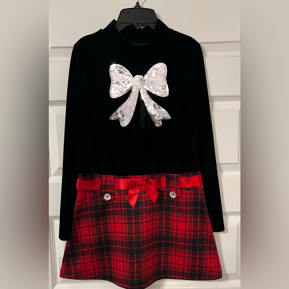 🎀14/16 Girls Basic Editions Velvet Plaid Event Dress